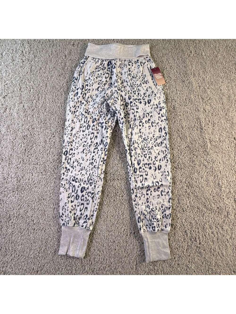 NWT Hippie Rose Leopard Joggers Size M Gray and Blue